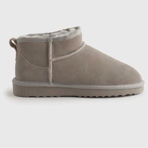 Quince Gray Suede Shearling Ankle Boots Booties